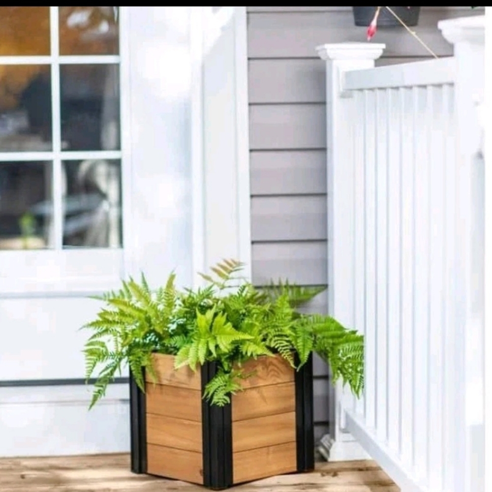 Vita Wooden Planter Box with Black Accents - Picture 2 of 8